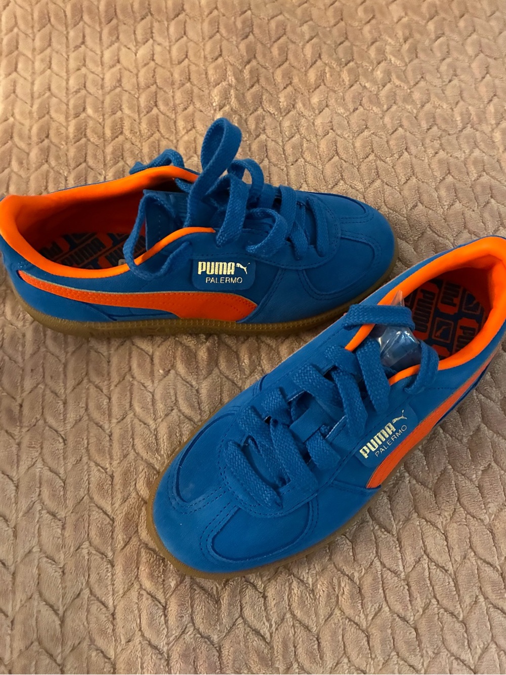 Puma Palermo Jr Kids Sneakers - Hyperlink Blue with Orange Accent